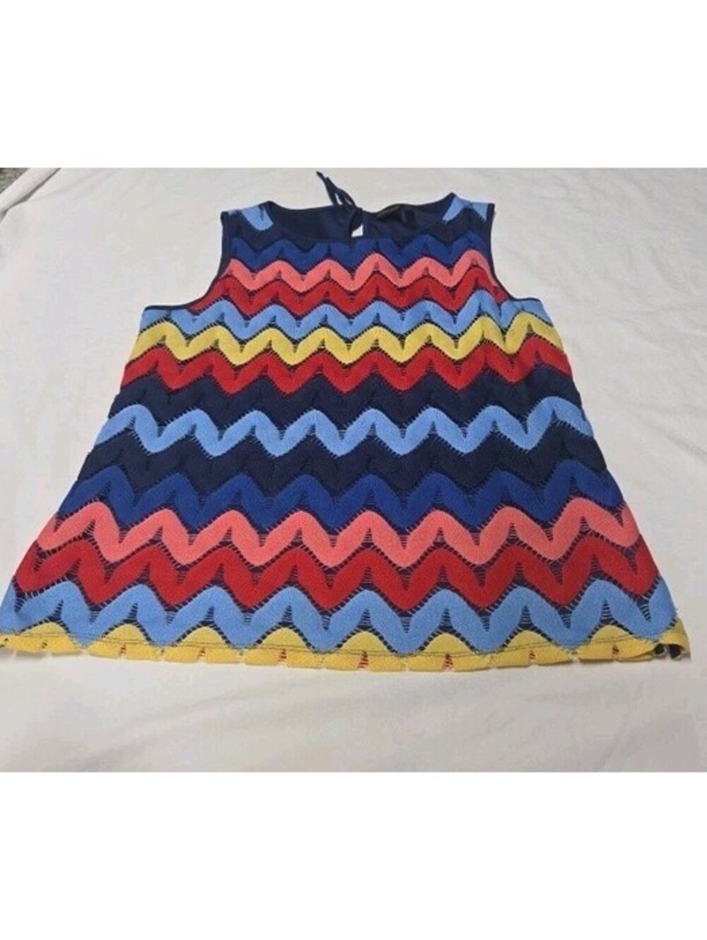 Woman’s XL Sleeveless Shirt Multicolor Zigzag Stripes By Rafaella
